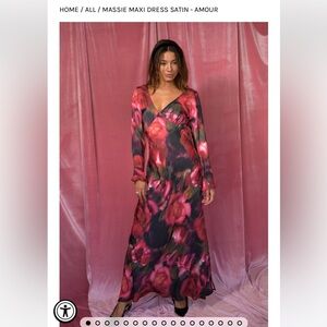 S Skatie Maddie Maxi Dress Satin - Amour - NWT